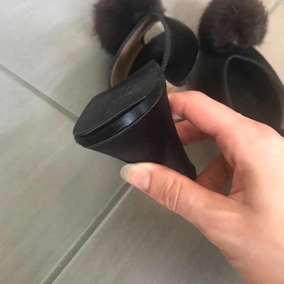 Vintage 1950s Daniel Green Fur and Satin Mules - Picture 8 of 9